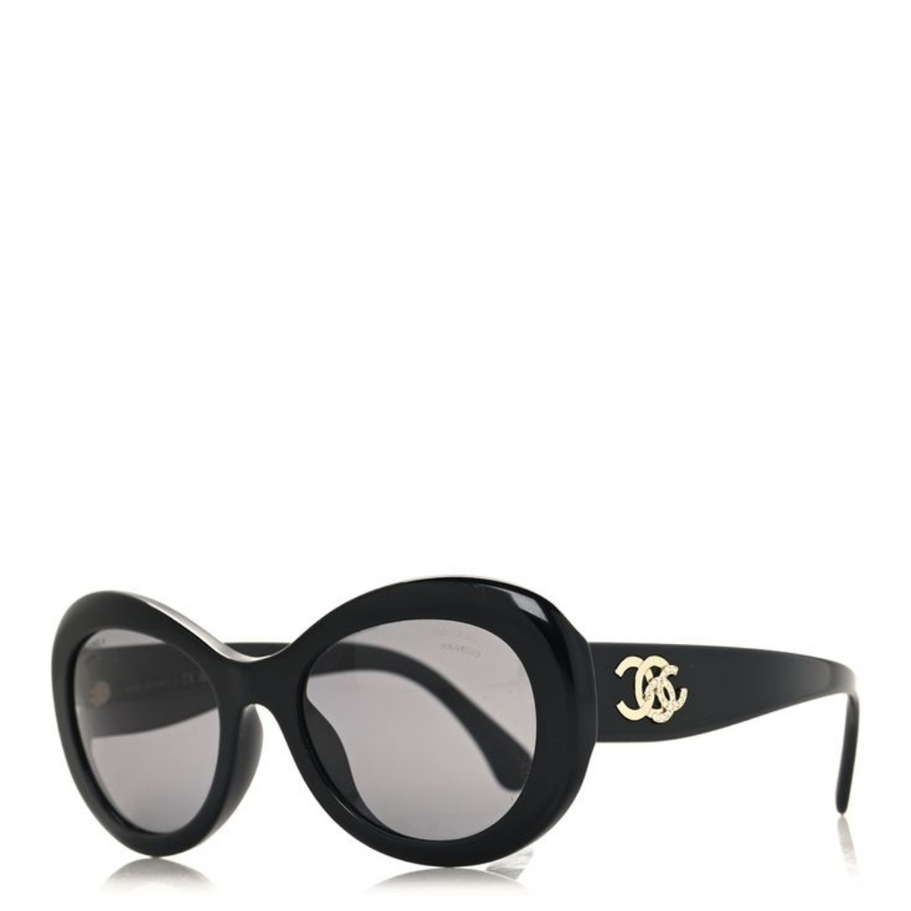 Brand New! Chanel CC Black 5469-B CC Oval Sunglasses SUNNIES POLARIZED - Picture 8 of 16
